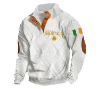 Camisetas para hombre del Día de San Patricio, con botones, polo, estampado de trébol, cuello alto, manga larga, ropa de primavera, trajes del día de San Patricio, A-i, 3XL