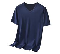 Camisetas para hombre del Reino Unido de verano lisas con cuello en V, camisetas básicas de manga corta de gran tamaño, camisetas fluidas, suaves, elásticas, informales, transpirables, versátiles
