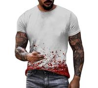 Camisetas para hombre del Reino Unido divertidas de gran tamaño con letras impresas de Halloween, camisetas musculares vintage cuello redondo manga corta ropa de moda, rosa, 3XL