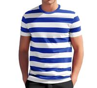 Camisetas para hombre - Disfraz de marinero camiseta de carnaval disfraz para pantomima marina gondolero prisionero ajustado, camiseta básica de verano para hombre, regalo, transpirable, azul claro, M