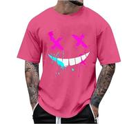 Camisetas para hombre Oversize T Shirt Männer Rundhals Kurzarm T Shirt Lustig Casuals Männer Lose Freizeitshirts Lässig Kurzarm Männer Lose Freizeithirts Sportshirts, Rosa intenso., L