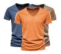 Camisetas para hombre Paquete de 1/2/3 camisetas de manga corta con cuello en V Color sólido Slim Fit Tops Camiseta Interior Verano Casual Transpirable Tops Moda Camiseta Hombre Cuello en V Suave en
