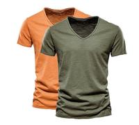 Camisetas para hombre Paquete de 1/2/3 camisetas de manga corta con cuello en V Color sólido Slim Fit Tops Camiseta Interior Verano Casual Transpirable Tops Moda Camiseta Hombre Cuello en V Suave en