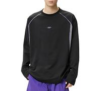 Camisetas para hombre Patchwork Transpirables Camisas de manga larga Bordado de moda Camisetas sueltas de ocio monocolor ligero culturismo camiseta deportiva niño parte superior, Negro , XL