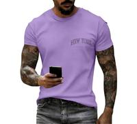 Camisetas para hombre Waffle New York Sleepless City Print Camiseta de verano de manga corta para hombre, camisetas holgadas casuales para hombre 2026, Morado (, XL
