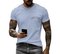Camisetas para hombre Waffle New York Sleepless City Print Camiseta de verano de manga corta para hombre, camisetas holgadas casuales para hombre 2026, azul claro, M