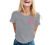 Camisetas para mujer 2026 para el mes del cáncer de mama. Camiseta cómoda y elegante con gráficos, ideal para apoyo y solidaridad, perfecta para el uso diario., gris, S
