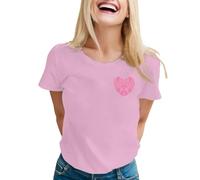 Camisetas para mujer 2026 para el mes del cáncer de mama. Camiseta cómoda y elegante con gráficos, ideal para apoyo y solidaridad, perfecta para el uso diario., Rosa., S