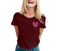 Camisetas para mujer 2026 para el mes del cáncer de mama. Camiseta cómoda y elegante con gráficos, ideal para apoyo y solidaridad, perfecta para el uso diario., Vino, XXL