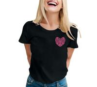 Camisetas para mujer 2026 para el mes del cáncer de mama. Camiseta cómoda y elegante con gráficos, ideal para apoyo y solidaridad, perfecta para el uso diario., Negro , XXL