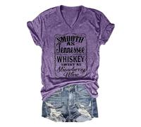 Camisetas para mujer 2026 Smooth As Tennessee Whiskey Sweet As Berry Wine Camisetas gráficas de verano casuales Tops para salir suave como Tennessee Whisky Camisa para mujer de ajuste holgado linda