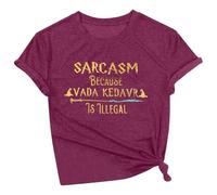Camisetas para mujer con diseño de Sarcasm Because Avada Kedavra is Ilegal, estampadas, lindas, holgadas, para entrenamiento, verano, con letras, casual, a la moda, mágica, sexy, para salir, Vino, S