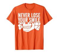 Camisetas para mujer con estampado de manga corta, cuello redondo suave, jersey Never Lose Your Smile Squad Camiseta Casual Transpirable Basic Tops para ropa de ocio a la moda, O Orange, XXL