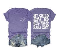 Camisetas para mujer con texto en inglés "Mom Life" y corazón con texto en inglés «My Child May Be Non-Verbal But This Mama Ain't Back», Púrpura 2, S