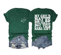 Camisetas para mujer con texto en inglés "Mom Life" y corazón con texto en inglés «My Child May Be Non-Verbal But This Mama Ain't Back», Verde(Vintage Green), Large