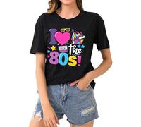 Camisetas para mujer de los años 80, estilo informal, retro, para fiestas de los años 80, 2 unidades, juego de camiseta para mujer (gris claro, L)