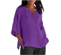 Camisetas para mujer de verano de manga corta de color sólido camiseta casual suelta lino algodón blusa mujer primavera festival moda cómoda camiseta delgada estilo básico ocio playa tops, azul oscuro
