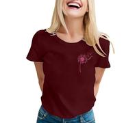 Camisetas para mujer para el mes de concienciación: Camiseta internacional de educación sobre el cáncer de mama con gráfico para apoyar y promover la conciencia sobre la salud, Vino, XXL