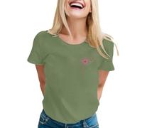 Camisetas para mujer para el mes de concienciación: Camiseta internacional de educación sobre el cáncer de mama con gráfico para apoyar y promover la conciencia sobre la salud, Verde claro., L