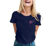 Camisetas para mujer para el mes de concienciación: Camiseta internacional de educación sobre el cáncer de mama con gráfico para apoyar y promover la conciencia sobre la salud, marine, S
