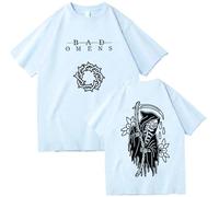 Camisetas para Mujeres Manga Corta 2D De Algodón Impreso Camiseta Bad Band Omens Merch Verano Moda Streetwear Manga Corta Hombre Mujer Trend Hip-Hop Top-Light Blue||XX_l