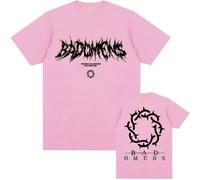 Camisetas para Mujeres Manga Corta Verano Moda Streetwear Manga Corta Bad Band Omens Merch 2D De Algodón Impreso Camiseta Hombre Mujer Trend Hip-Hop Top-Pink||l