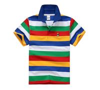 Camisetas para niño 146 de manga corta a rayas con cierre de botones, tela cómoda y suave, camiseta para niños y dragones, azul, 4-5 años