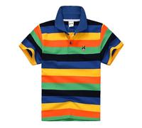 Camisetas para niño 146 de manga corta a rayas con cierre de botones, tela cómoda y suave, camiseta para niños y dragones, Negro , 4-5 años