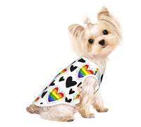 Camisetas para Perros con Corazones arcoíris y Corazones Negros. Ropa Transpirable para Mascotas. Camiseta para Cachorros, Gatitos y Perros pequeños y Mediano