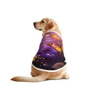 Camisetas para perros con estampado de mariposas doradas, color violeta y dorado, para mascotas, chaleco suave y transpirable, ligera, elástica, para perros medianos
