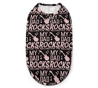 Camisetas para Perros My Dad Rocks, Ropa con Estampado de Mascotas, Camisetas de Verano, Jersey Transpirable, Camiseta sin Mangas para Perros pequeños y Gatos