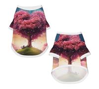 Camisetas para perros pequeños, chaleco de manga corta para mascotas, camiseta colorida para mascotas, diseño de árbol de corazón colorido