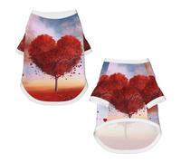 Camisetas para perros pequeños, chaleco de manga corta para mascotas, camiseta de árbol de corazón, ropa para perros, camiseta para mascotas