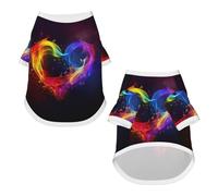 Camisetas para perros pequeños, chaleco de manga corta para mascotas, camiseta para mascotas, diseño de corazón arcoíris
