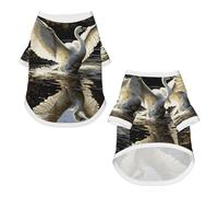 Camisetas para perros pequeños, chaleco de manga corta para mascotas, cisnes volando en el agua, ropa para perros