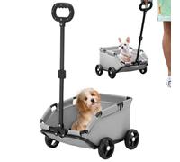 Camisetas para perros sobre ruedas, portador de gatos plegable con ruedas y mango de tirón, carrito de perros para dentro de 7 kg de mascotas viajando a caminar caminando (gris)