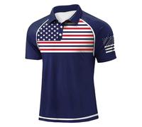 Camisetas patrióticas de golf para hombre, trajes del 4 de julio, camiseta de manga corta, talla grande, camisetas de verano de moda con cuello, azul, XXL