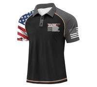 Camisetas patrióticas de golf para hombre, trajes del 4 de julio, camiseta de manga corta, talla grande, camisetas de verano de moda con cuello, gris, XXL