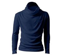 Camisetas Personalisiertes Langarm Camiseta Mit Hohem Kragen ALS Unterhemd Für Herren Stilvollem Stehkragen Summer, azul, M