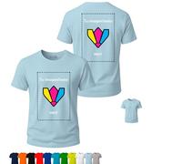 Camisetas personalizadas, 1 ó 2 caras (DTF), Packs 1, 5 ó 10, 11 colores, S-3XL, 100% algodón 155 g/m², con foto/logo/texto, grupos y empresas. (FR/ES, Letras, XL, Regular, Regular, 1, Celeste)