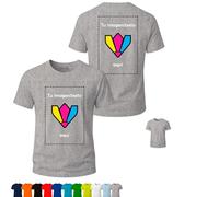 Camisetas personalizadas, 1 ó 2 caras (DTF), Packs 1, 5 ó 10, 11 colores, S-3XL, 100% algodón 155 g/m², con foto/logo/texto, grupos y empresas. (FR/ES, Letras, XL, Regular, Regular, 1, Gris)