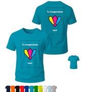 Camisetas Personalizadas, 1 ó 2 Caras (DTF), Packs 1, 5 ó 10, 11 Colores, S-3XL, 100% algodón 155 g/m², con Foto/Logo/Texto, Grupos y Empresas. (FR/ES, Letras, L, Regular, Regular, 1, Turquesa)