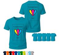 Camisetas personalizadas, 1 ó 2 caras (DTF), Packs 1, 5 ó 10, 11 colores, S-3XL, 100% algodón 155 g/m², con foto/logo/texto, grupos y empresas. (FR/ES, Letras, XXL, Regular, Regular, 5, Turquesa)