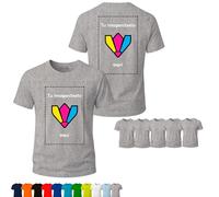 Camisetas personalizadas, 1 ó 2 caras (DTF), Packs 1, 5 ó 10, 11 colores, S-3XL, 100% algodón 155 g/m², con foto/logo/texto, grupos y empresas. (FR/ES, Letras, M, Regular, Regular, 5, Gris)