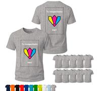 Camisetas Personalizadas, 1 ó 2 Caras (DTF), Packs 1, 5 ó 10, 11 Colores, S-3XL, 100% algodón 155 g/m², con Foto/Logo/Texto, Grupos y Empresas. (FR/ES, Letras, M, Regular, Regular, 10, Gris)