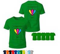Camisetas personalizadas, 1 ó 2 caras (DTF), Packs 1, 5 ó 10, 11 colores, S-3XL, 100% algodón 155 g/m², con foto/logo/texto, grupos y empresas. (FR/ES, Letras, L, Regular, Regular, 5, Verde)