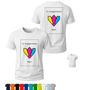 Camisetas Personalizadas, 1 ó 2 Caras (DTF), Packs 1, 5 ó 10, 11 Colores, S-3XL, 100% algodón 155 g/m², con Foto/Logo/Texto, Grupos y Empresas. (FR/ES, Letras, S, Regular, Regular, 1, Blanco)