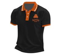 Camisetas polo de manga corta con botones para hombre, con 3 botones, para disfraces, con estampado de letras, A03-black5 - Polo de Halloween para hombre, L