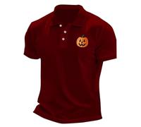 Camisetas polo de manga corta con botones para hombre, con 3 botones, para disfraces, con estampado de letras, A02-polo rojo de Halloween para hombre, 4XL