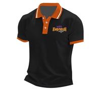 Camisetas polo de manga corta con botones para hombre, con 3 botones, para disfraces, con estampado de letras, A01-black1 - Polo de Halloween para hombre, 3XL